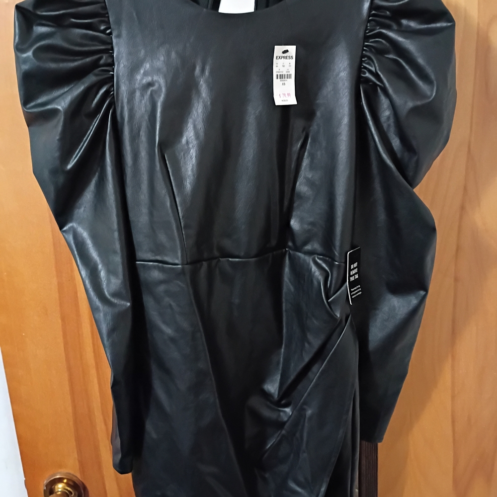 Express Black Faux Leather Dress